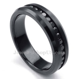 Schwarzer Titanring Mit Strass
