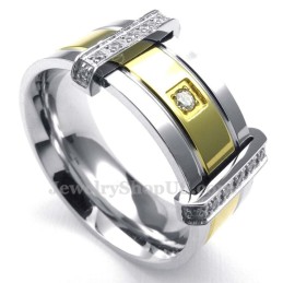 Mode Gold Silber Titan Ring Mit Strass