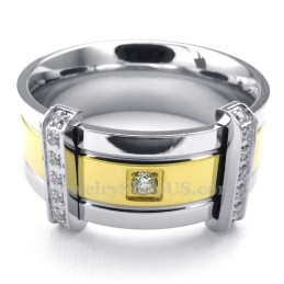 Mode Gold Silber Titan Ring Mit Strass