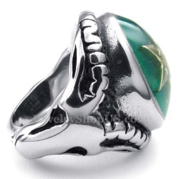 Goldring Mit Fünfzackigem Stern Und Grünem Titan