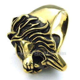 Löwenkopfring Aus Goldenem Titan