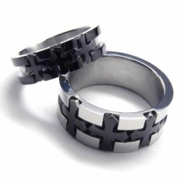 6 Mm Schwarzer Titanring Mit Kreuzeinlage