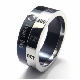 Sweet Day – 8 Mm Großer Court-Band-Ring Aus Titan Mit Diamanten