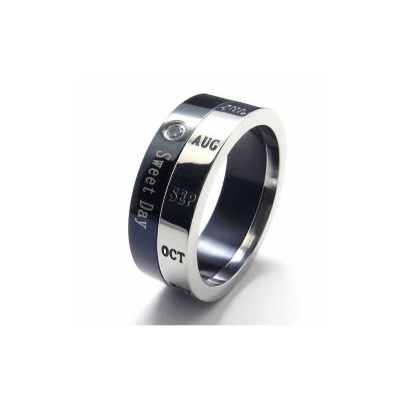 Sweet Day – 8 Mm Großer Court-Band-Ring Aus Titan Mit Diamanten Sweet Day – 8 Mm Großer Court-Band-Ring Aus Titan Mit Diamanten