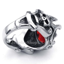Titanring Mit Rotem Zirkon