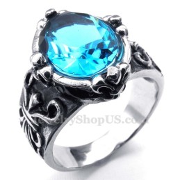 Titanring Mit Blauem Zirkon