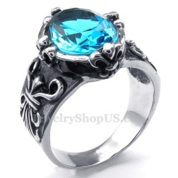 Titanring Mit Blauem Zirkon