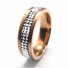6 Mm Court-Band-Ring Aus Titan Mit Gold-Intarsien