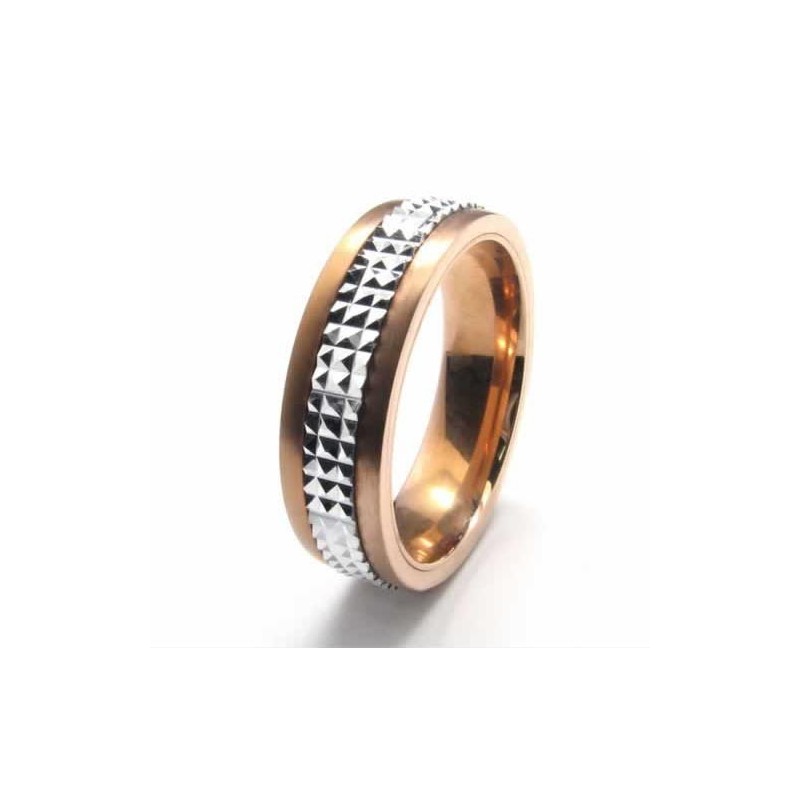 6 Mm Court-Band-Ring Aus Titan Mit Gold-Intarsien 6 Mm Court-Band-Ring Aus Titan Mit Gold-Intarsien