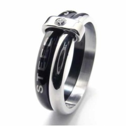Court-Band-Ring Aus Titan Mit Zwei Kreisen Und 8 Mm Diamantbesatz