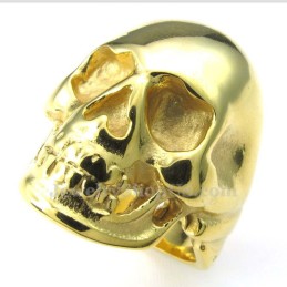 Titanring Mit Goldenem Totenkopf