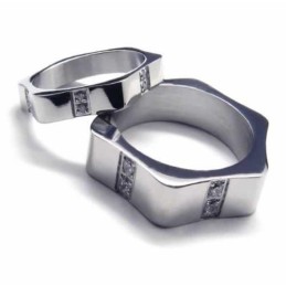 6 Mm Court-Band-Ring Aus Titan Mit Diamanteneinlage