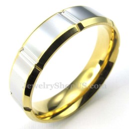 Modischer Silber-Gold-Titan-Ring (Herren)
