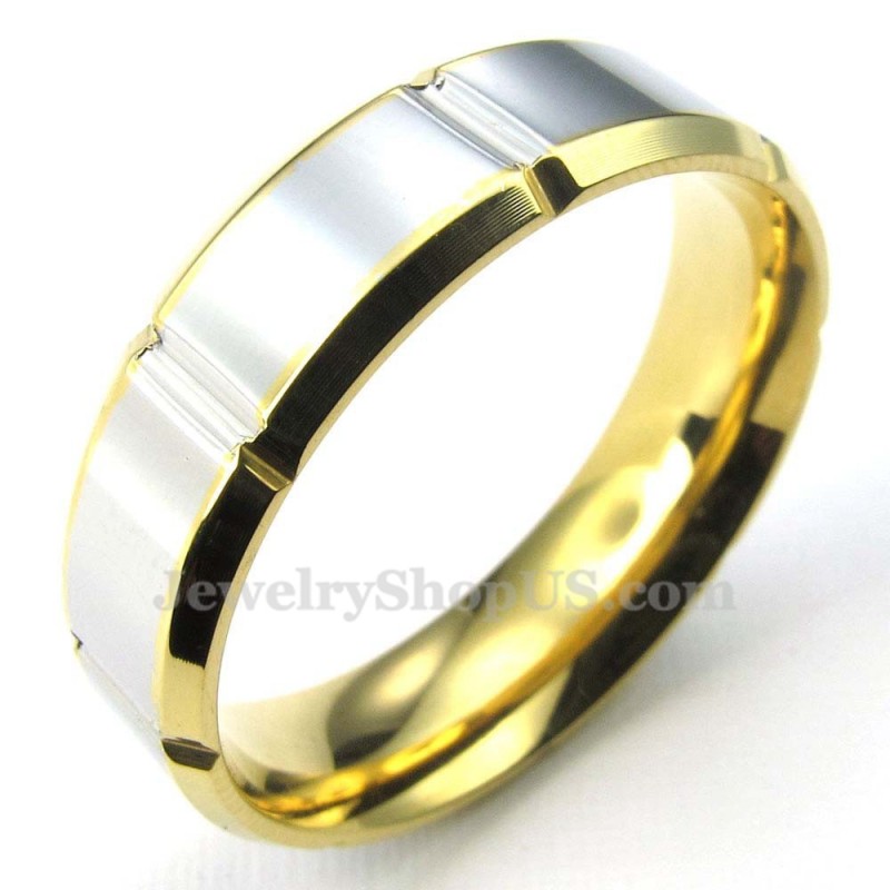 Modischer Silber-Gold-Titan-Ring (Herren) Modischer Silber-Gold-Titan-Ring (Herren)