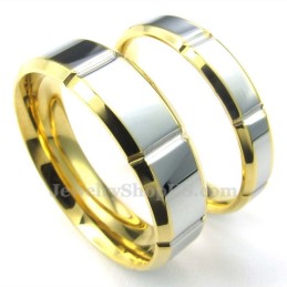Modischer Silber-Gold-Titan-Ring (Herren)