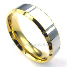 Modischer Silber-Gold-Titan-Ring (Herren)