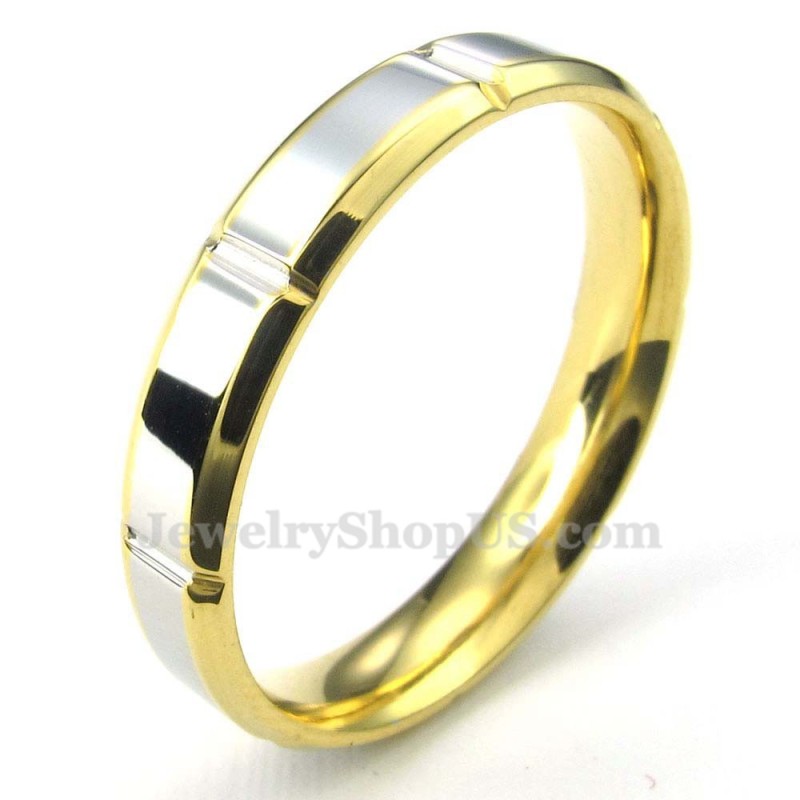 Modischer Silber-Gold-Titan-Ring (Damen) Modischer Silber-Gold-Titan-Ring (Damen)
