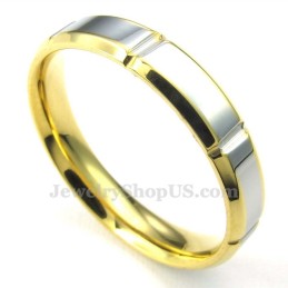 Modischer Silber-Gold-Titan-Ring (Damen)