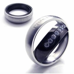 Eternal & Forever – 6 Mm Großer Court-Band-Ring Aus Titan Mit Diamanteneinlage