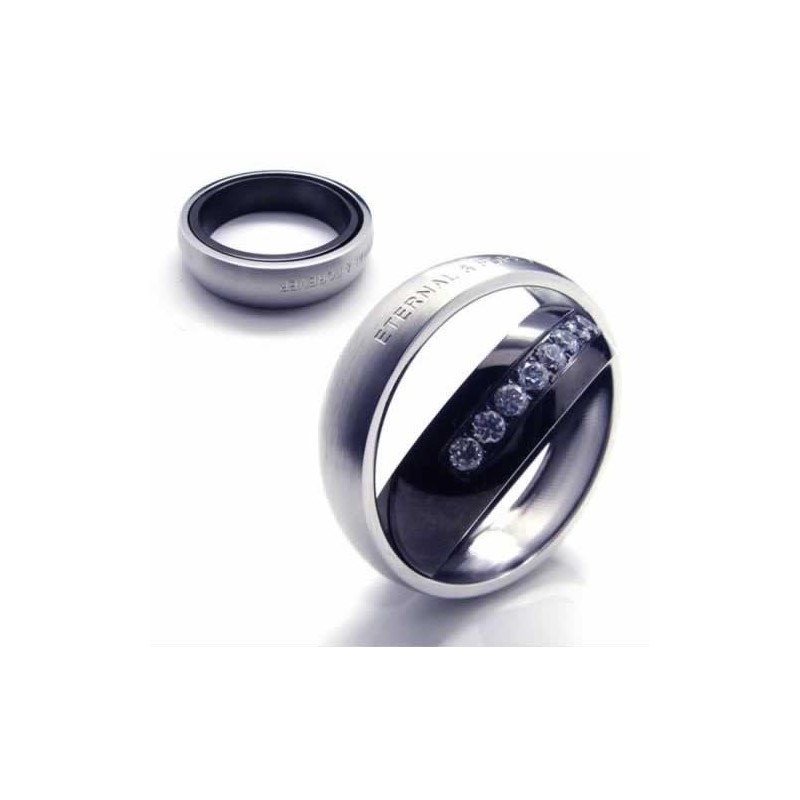 Eternal & Forever – 6 Mm Großer Court-Band-Ring Aus Titan Mit Diamanteneinlage Eternal & Forever – 6 Mm Großer Court-Band-Ring Aus Titan Mit Diamanteneinlage
