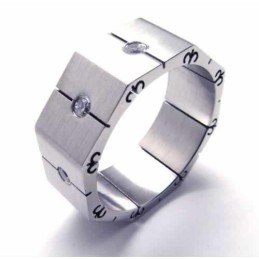 8 Mm Court-Band-Ring Aus Titan Mit Diamanteneinlage