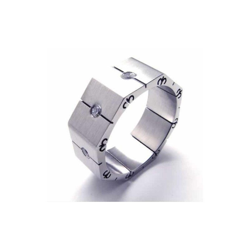 8 Mm Court-Band-Ring Aus Titan Mit Diamanteneinlage 8 Mm Court-Band-Ring Aus Titan Mit Diamanteneinlage