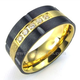 Goldschwarzer Titanring Mit Weißem Zirkon