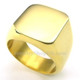 Herrenring Aus Glattem Gold-Titan