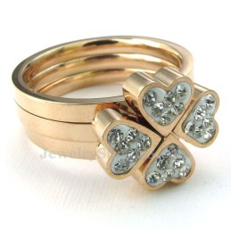 Titanring Mit Vierblättrigem Kleeblatt Aus Roségold (Drei In Einem)