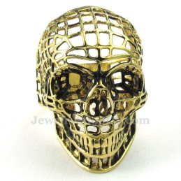 Goldfarbener Titan-Ring Mit Hohlem Totenkopf