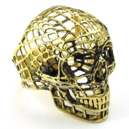 Goldfarbener Titan-Ring Mit Hohlem Totenkopf