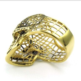 Goldfarbener Titan-Ring Mit Hohlem Totenkopf