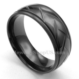 Schwarzer Hack-Blumen-Titanring