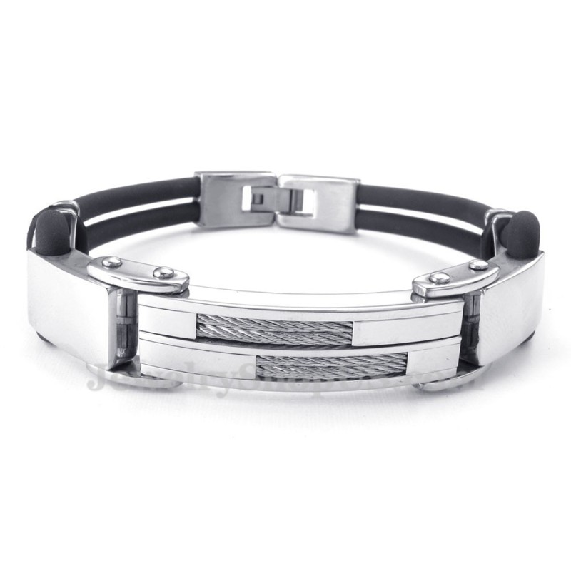 Silber-Schwarze Titan-Armreifen Mit Drahtleder Silber-Schwarze Titan-Armreifen Mit Drahtleder