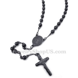 Schwarze Halskette Mit Jesus-Anhänger Aus Titan