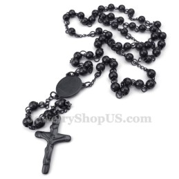 Schwarze Halskette Mit Jesus-Anhänger Aus Titan