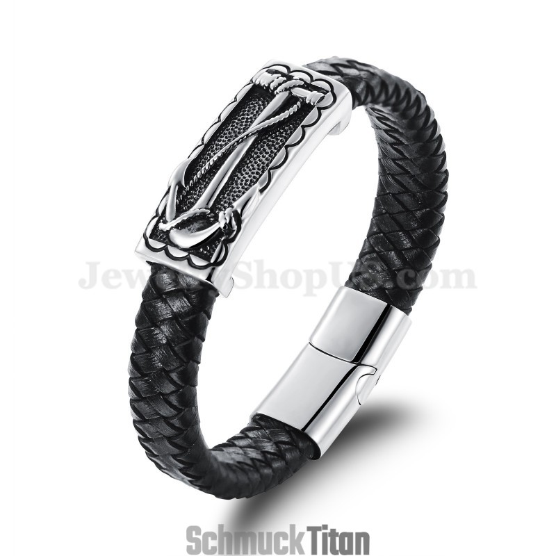 Exquisites Herren-Titan-Lederarmband C948