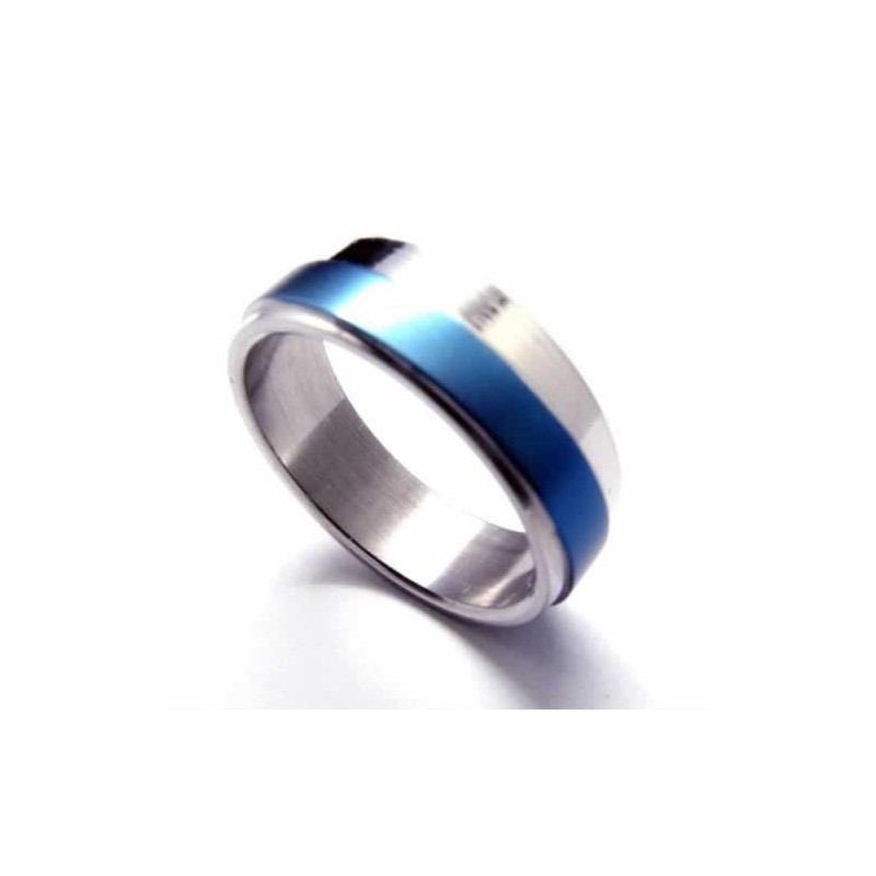 6 Mm Blauer Titanring Für Herren 6 Mm Blauer Titanring Für Herren