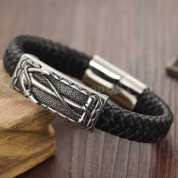 Exquisites Herren-Titan-Lederarmband C948