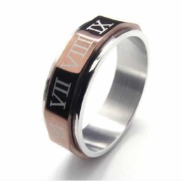Herrenring Aus Titan Mit Römischen Ziffern, 7 Mm