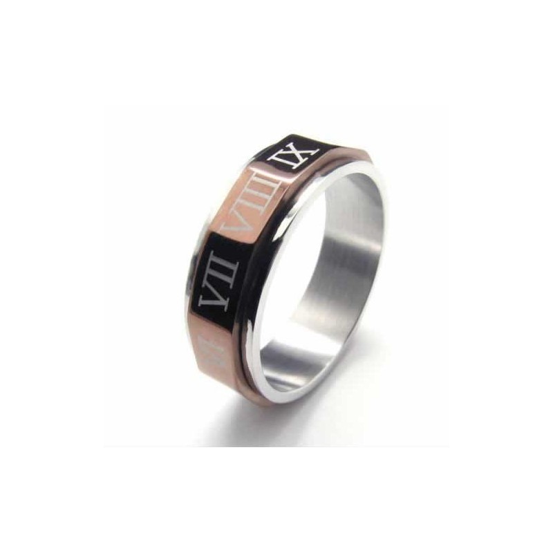Herrenring Aus Titan Mit Römischen Ziffern, 7 Mm Herrenring Aus Titan Mit Römischen Ziffern, 7 Mm