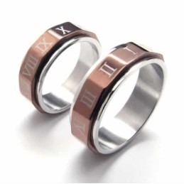 Herrenring Aus Titan Mit Römischen Ziffern, 7 Mm