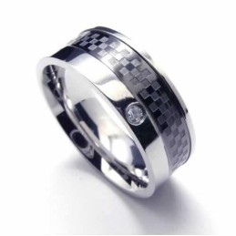 8 Mm Court-Band-Ring Aus Titan Mit Diamanteneinlage