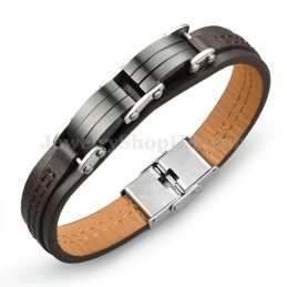 Klassisches Herren Titan Lederarmband C963