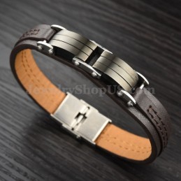 Klassisches Herren Titan Lederarmband C963