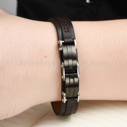 Klassisches Herren Titan Lederarmband C963