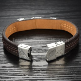 Klassisches Herren Titan Lederarmband C963