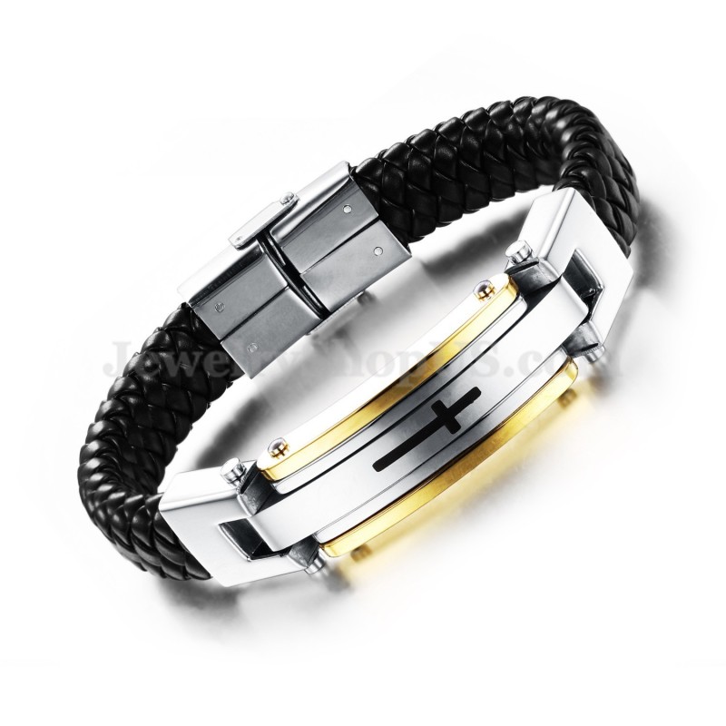 Herren Kreuz Titan Lederarmband C916 Herren Kreuz Titan Lederarmband C916