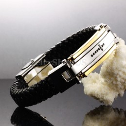 Herren Titan Leder Kreuz Armband C918