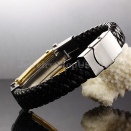 Herren Titan Leder Kreuz Armband C918